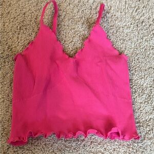 Pink Ribbed Women's Top